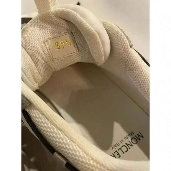Moncler Compassor Low Top Sneakers White Black Grey Women’s 39.5 9.5 Mens 8 Shoe - Picture 11 of 12